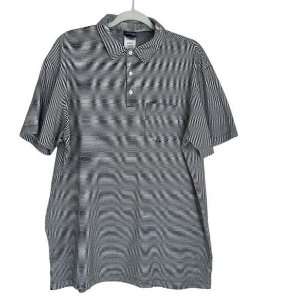 Patagonia Men’s Organic Cotton Polo Striped Black/White Shirt  XL Front Pocket - Picture 1 of 10